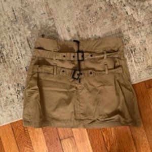 Zara khaki double belted mini skirt